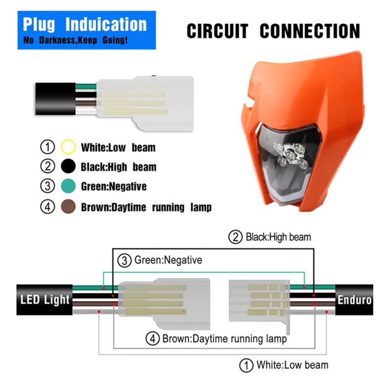 Motorcycle Headlight LED Enduro for Premium Quality Replacement Accessory