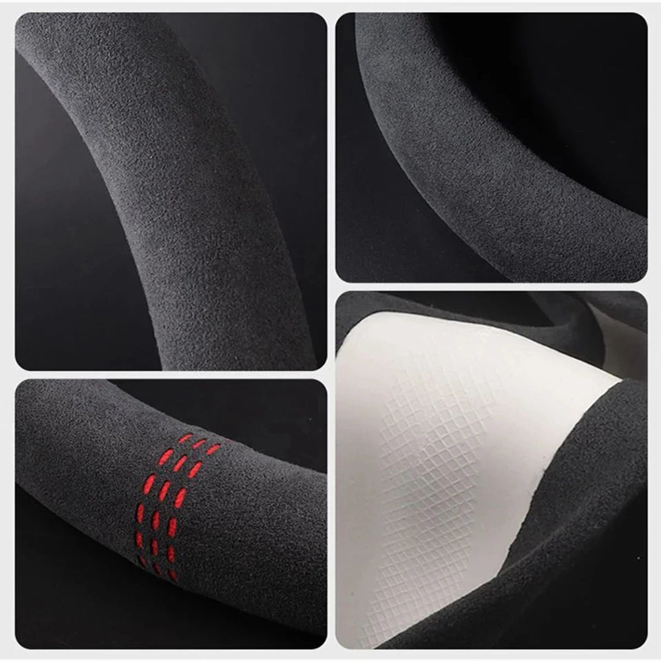 Car Steering Wheel Covers Cowhide Steering Wheel Cover Anti-Slip Comfort