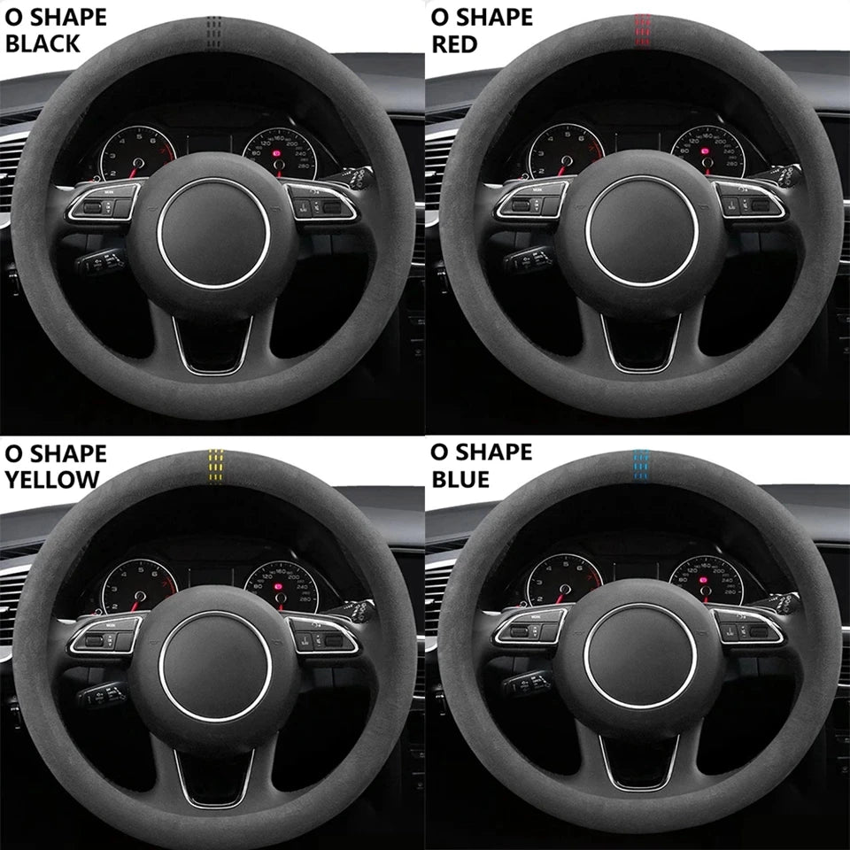Car Steering Wheel Covers Cowhide Steering Wheel Cover Anti-Slip Comfort