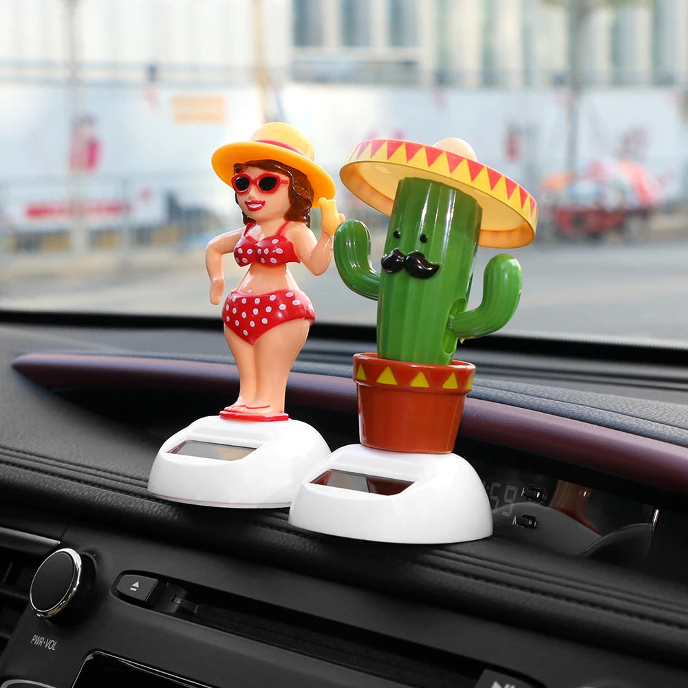 Car Ornament Solar Powered Dancing Car Dashboard Ornament Decoration