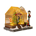 Christmas Musical Greenhouse Ornament with LED Lighting and Rotating Tree Figurines Statue Animated Village Ornament