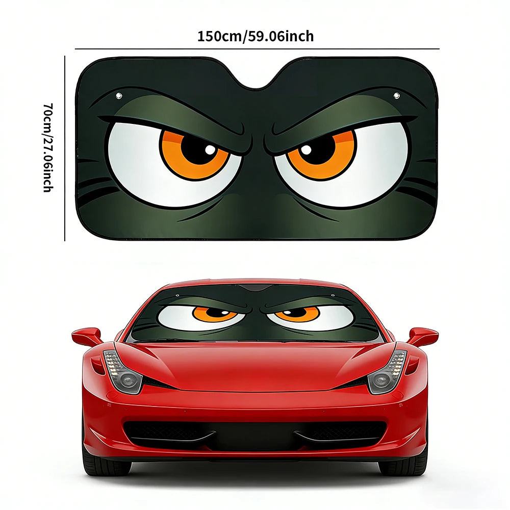 Cartoon Angry Eyes Car Windshield Car Sun Shade UV Protector