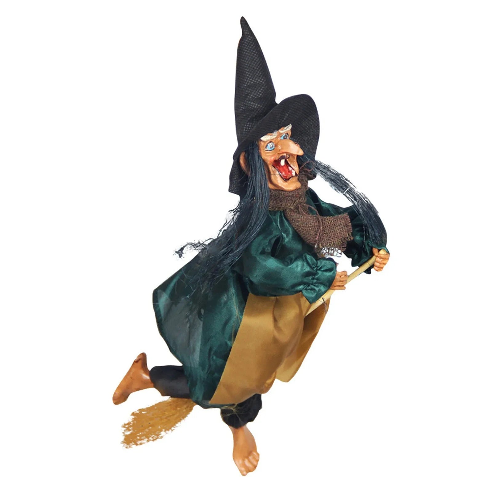 Halloween Hanging Broom Witch Spooky Decor Sound Props Scary Electric Haunted House