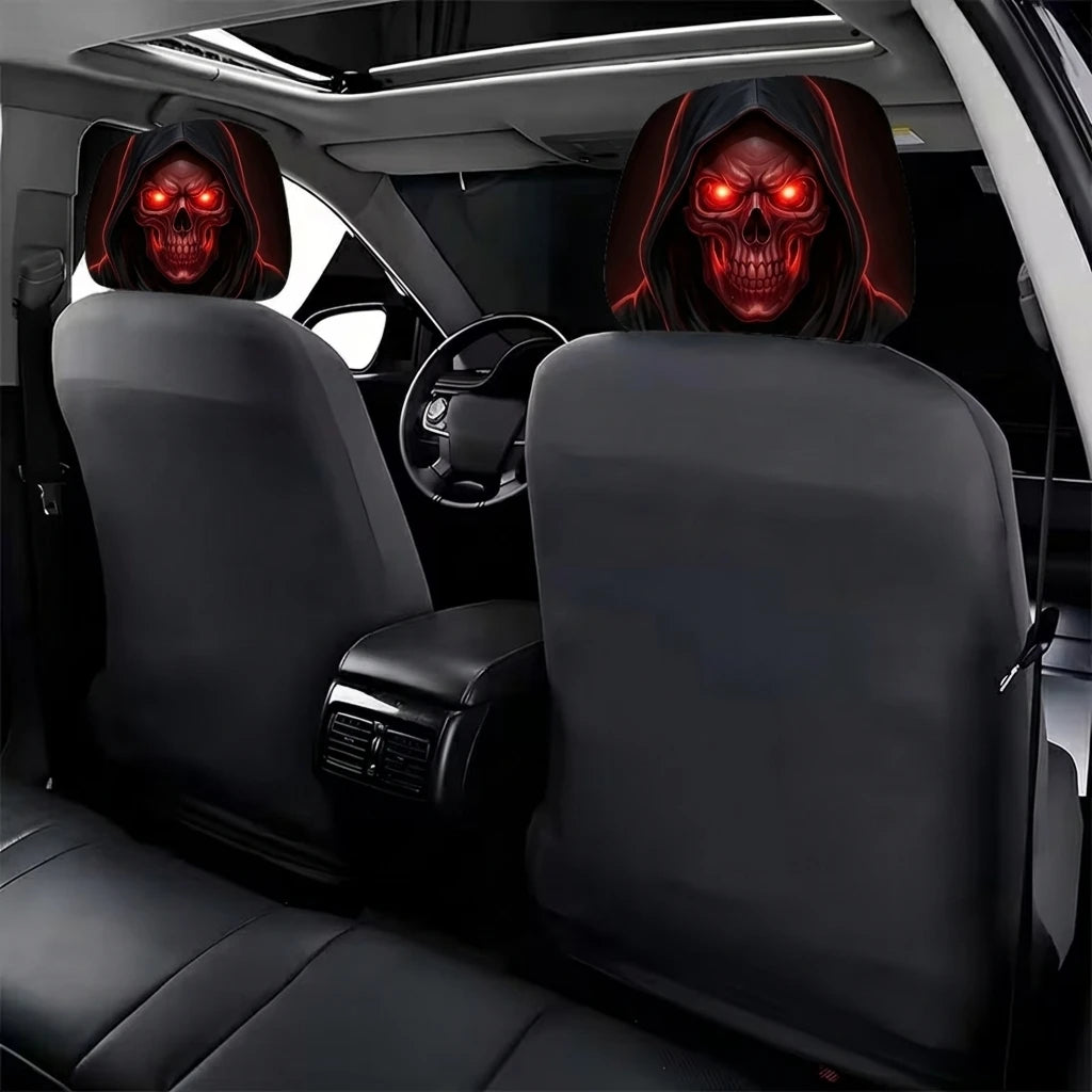 Red-Eyed Skull Print Headrest Cover Premium Quality Replacement Accessory