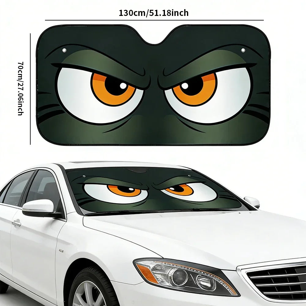 Cartoon Angry Eyes Car Windshield Car Sun Shade UV Protector