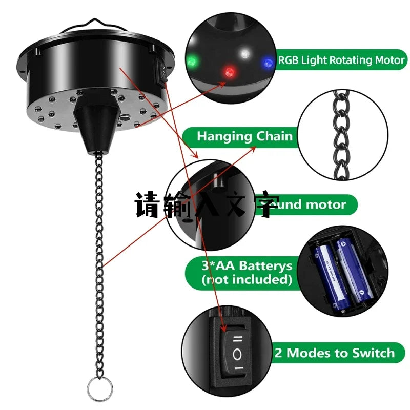 18 LED Lights Glass Rotating Mirror Disco Ball Motor Sound Control Reflection Ball Hanging for Disco DJ Party Stage No ball
