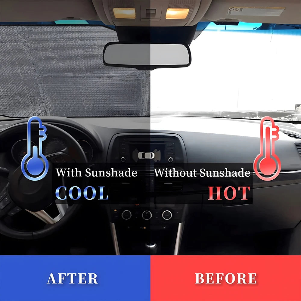 Cartoon Car With Cute Eyes Car Sun Shade UV Protector