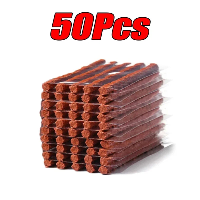 Stack of 50 tire plugs with '50Pcs' text in red above on a white background