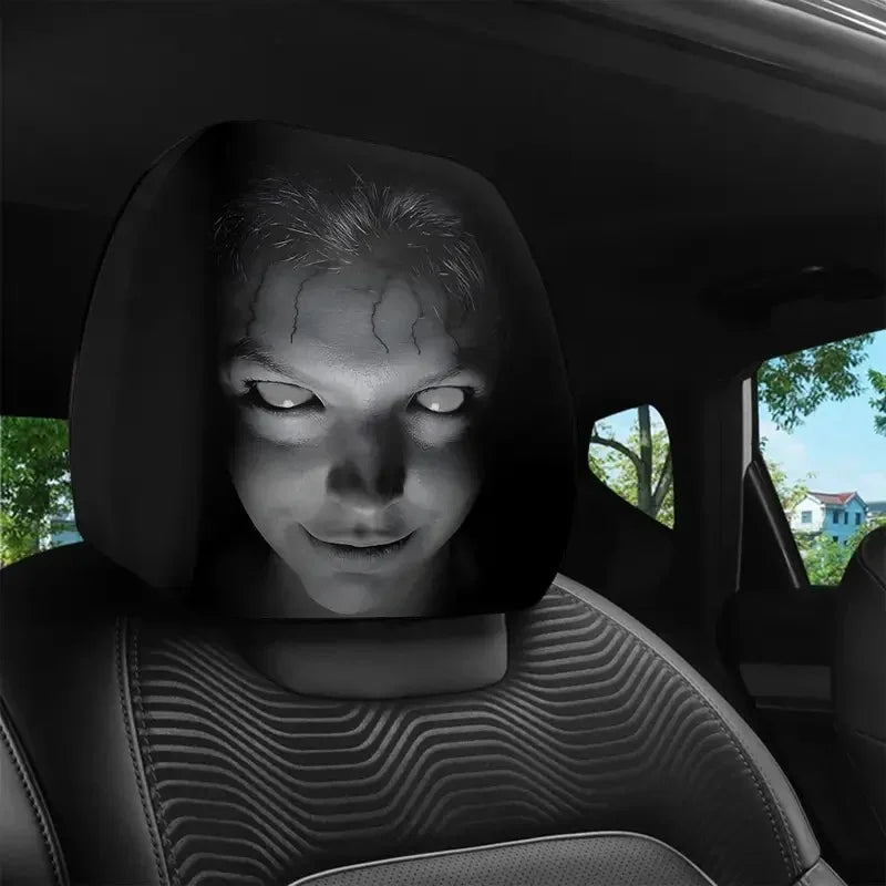 2Pcs Halloween Horror Face Printing Car Headrest Covers Universal Elastic Car Seat