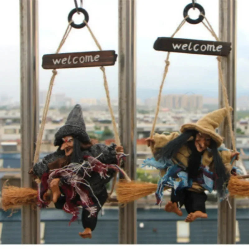 Halloween Arrangement Witch Festival Bar Decoration Horror Hanging Flying Witch