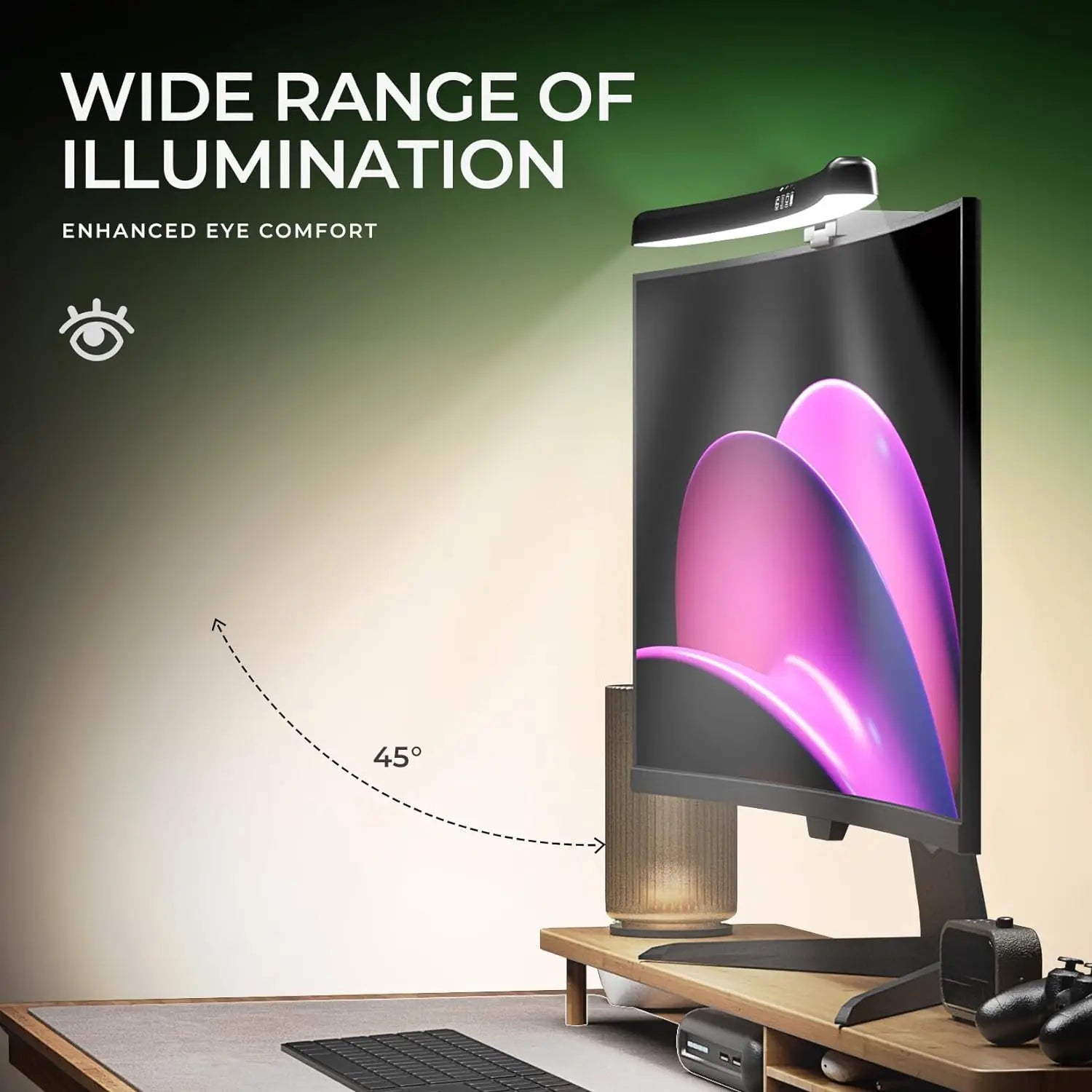 Curved Monitor Light Bar, Stepless LED Computer Monitor Light Bar Desk Lamp