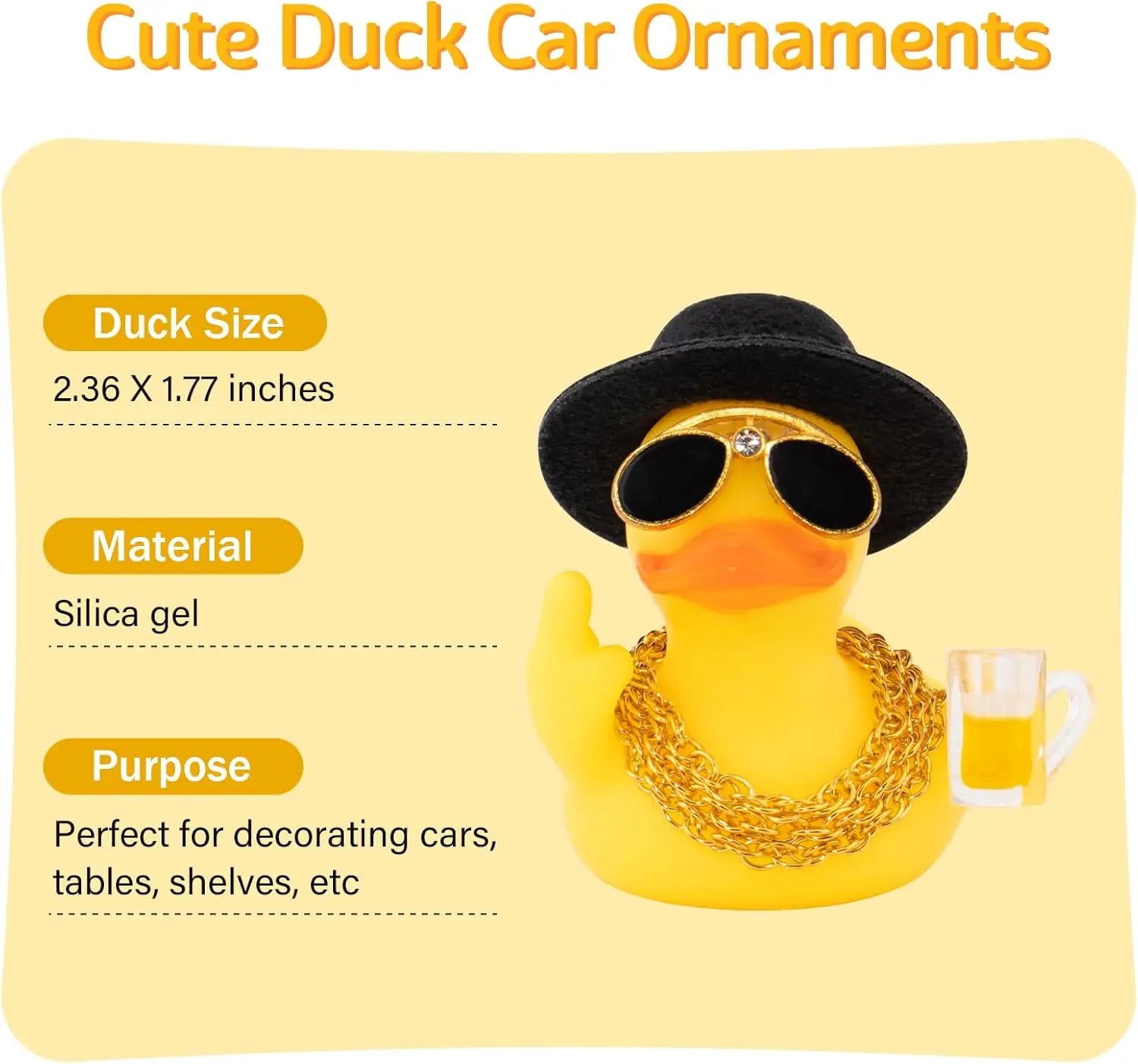 Rubber Middle Finger Duck Car Car Dashboard Ornament Decoration