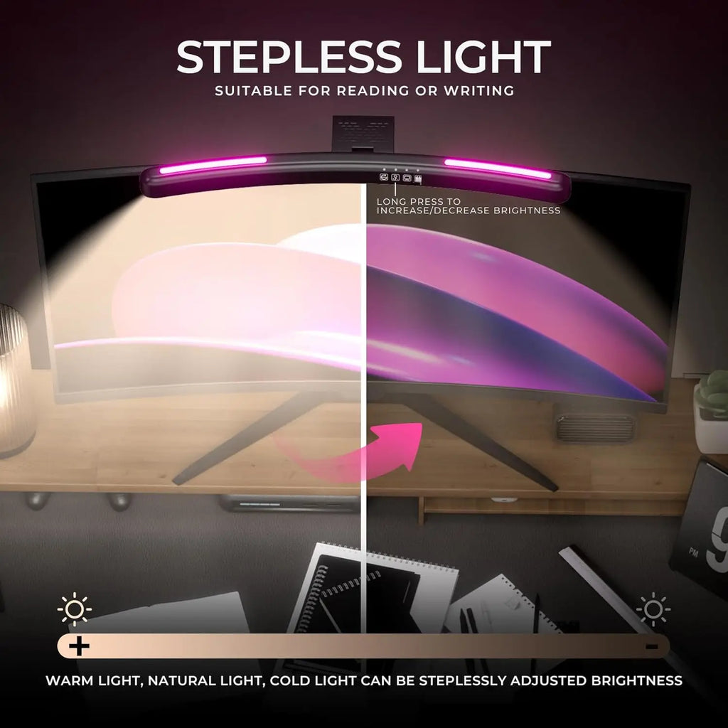 Curved Monitor Light Bar, Stepless LED Computer Monitor Light Bar Desk Lamp