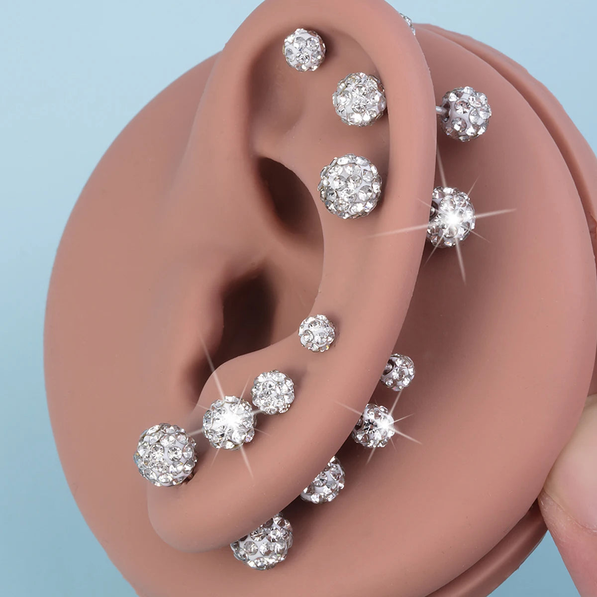 1 Pair Crystal Disco Ball Stud Earrings Cartilage Tragus Daith Helix Conch Piercing Ear Stud Accessory Fashion Jewelry Gift 20G