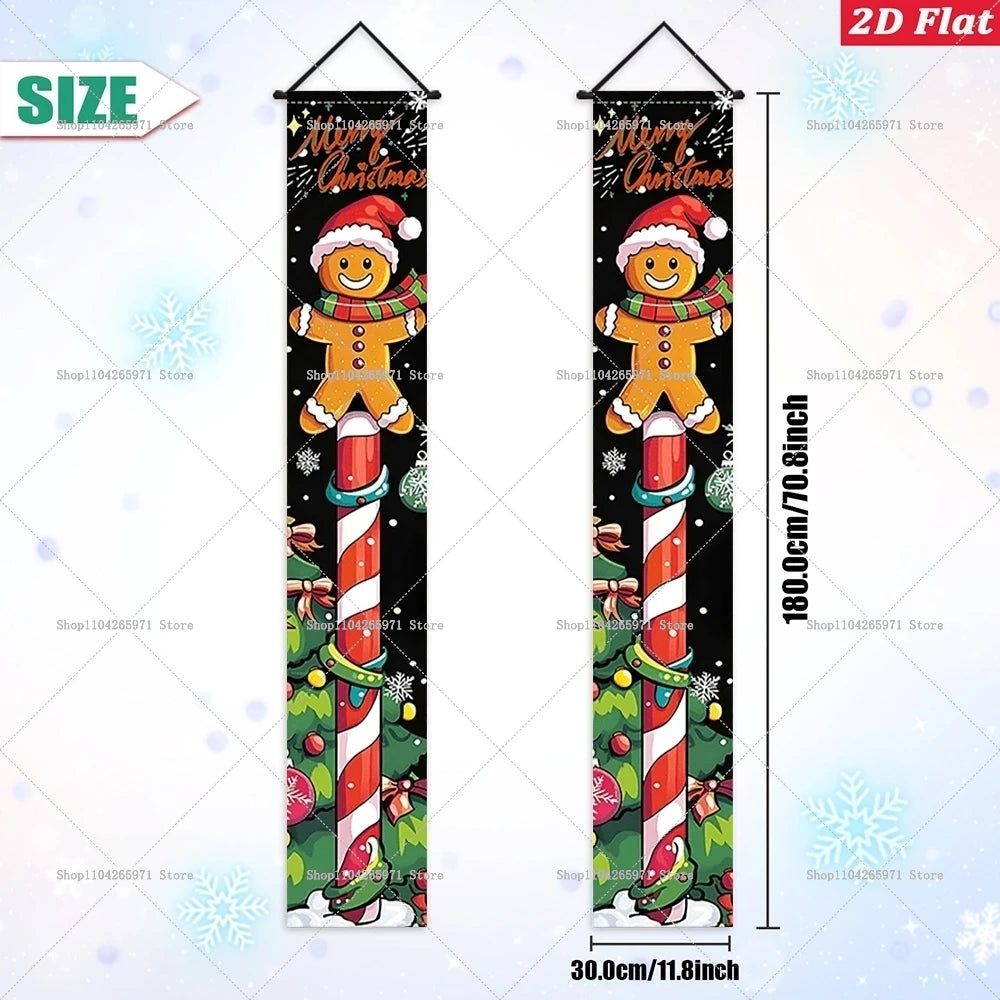 Christmas Gingerbread Man Snowman Door Couplet Merry Christmas Hanging Porch Sign 2026 Door Banner Xmas Gift 2027 New Year