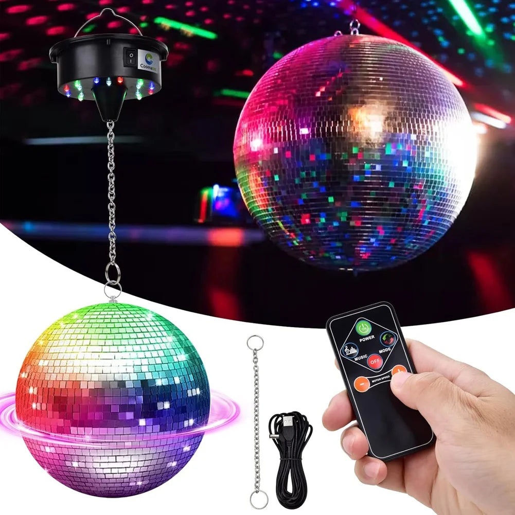 Better Quality Rotating Disco Ball Motor Lights with Remote,18 LEDs for 12 16 20 24inch Mirror Ball Rotator(NotIncludedBall)