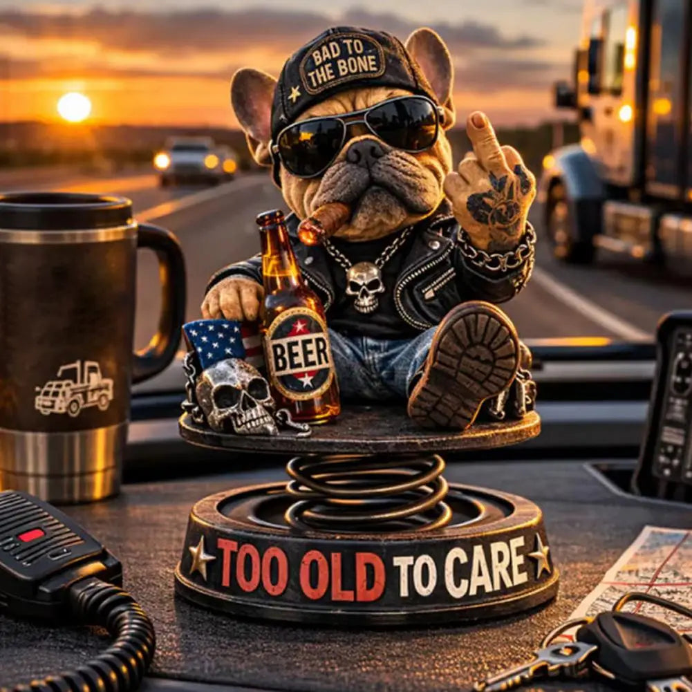 Biker Bulldog Dashboard Ornament Spring Car Dashboard Ornament Decoration