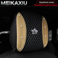 1/2PCS Multi-Color PU Leather Crown Headrest Covers with Embroidered Diamonds Rhinestones Bling Car Decorative Item