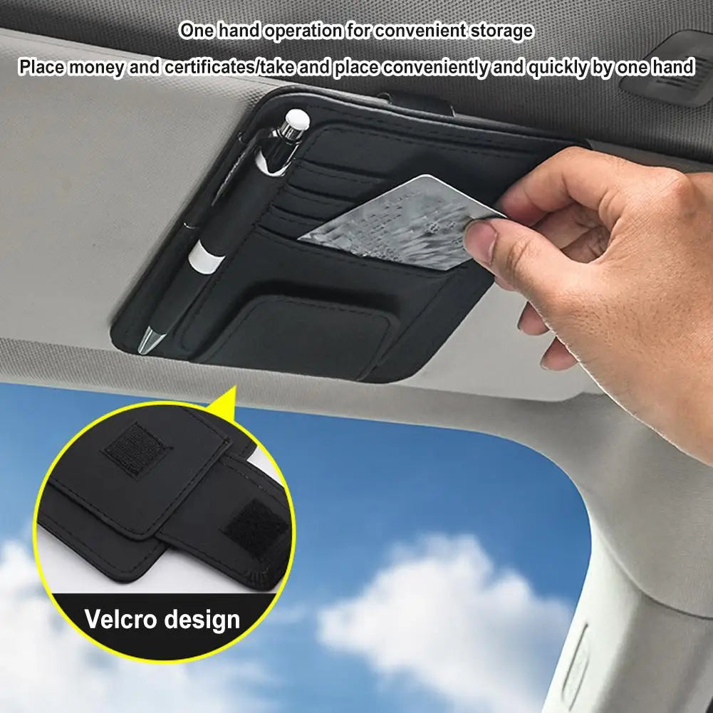 Car Sun Visor Organizer Multi-Pocket Car Sun Shade UV Protector