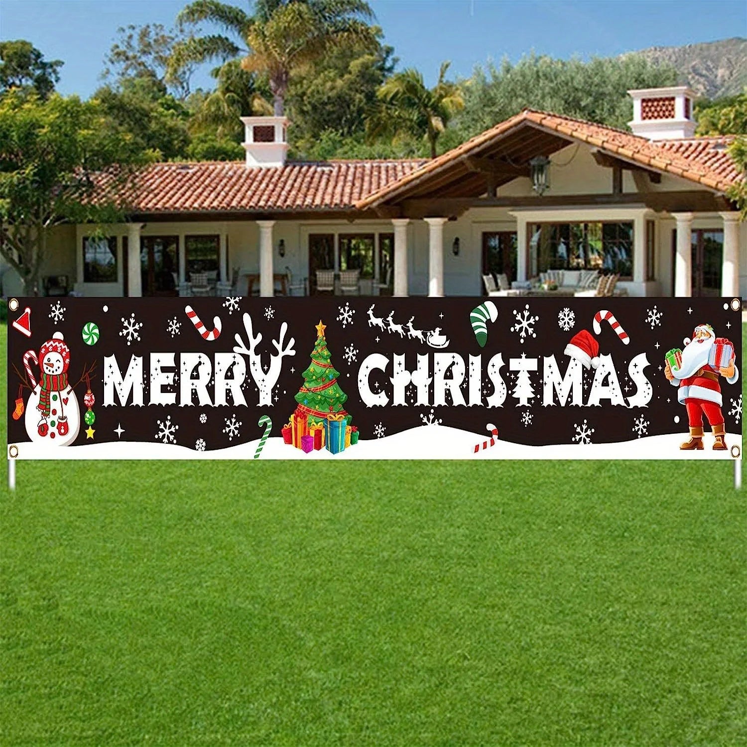 Christmas tree "Merry Christmas" banner, suitable for outdoor, indoor, courtyard, garden, porch and lawn home decoration