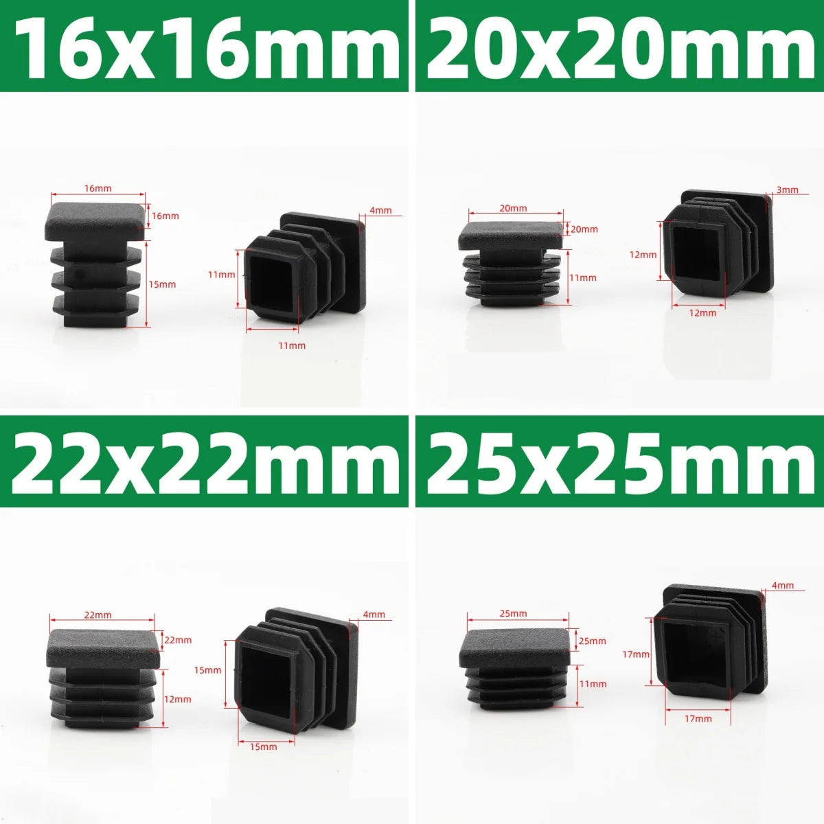 Black Square Oblong Plastic Pipe Premium Quality Replacement Accessory