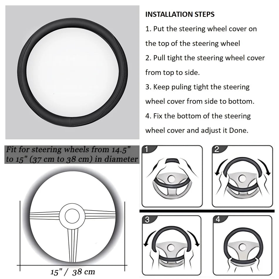 Steering Wheel Cover, Non-slip Napa Steering Wheel Cover Anti-Slip Comfort