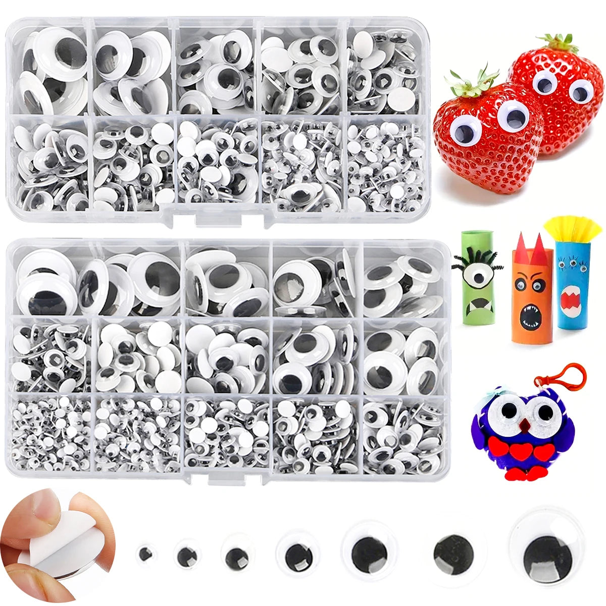 100pcs/200/550pcs Self-adhesive Googly Wiggle Eyes Premium Quality Replacement Accessory