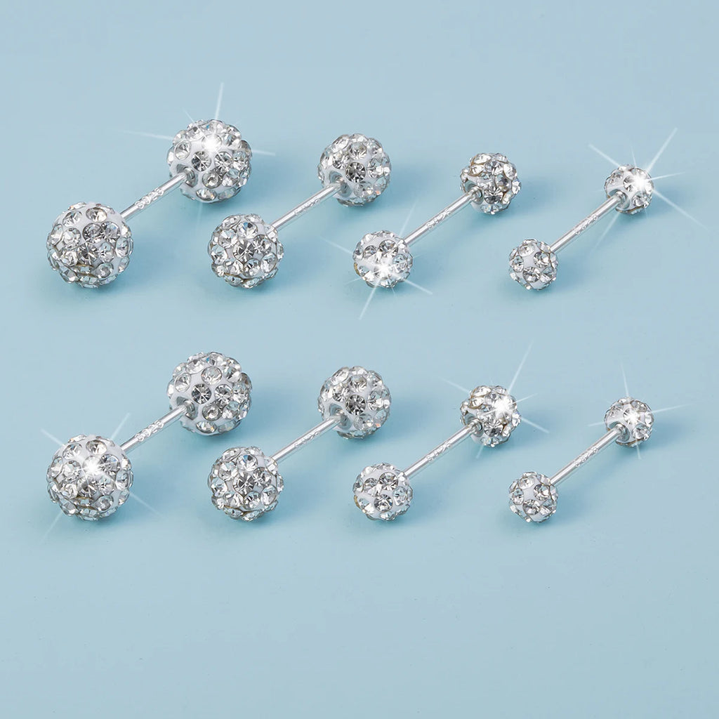 1 Pair Crystal Disco Ball Stud Earrings Cartilage Tragus Daith Helix Conch Piercing Ear Stud Accessory Fashion Jewelry Gift 20G