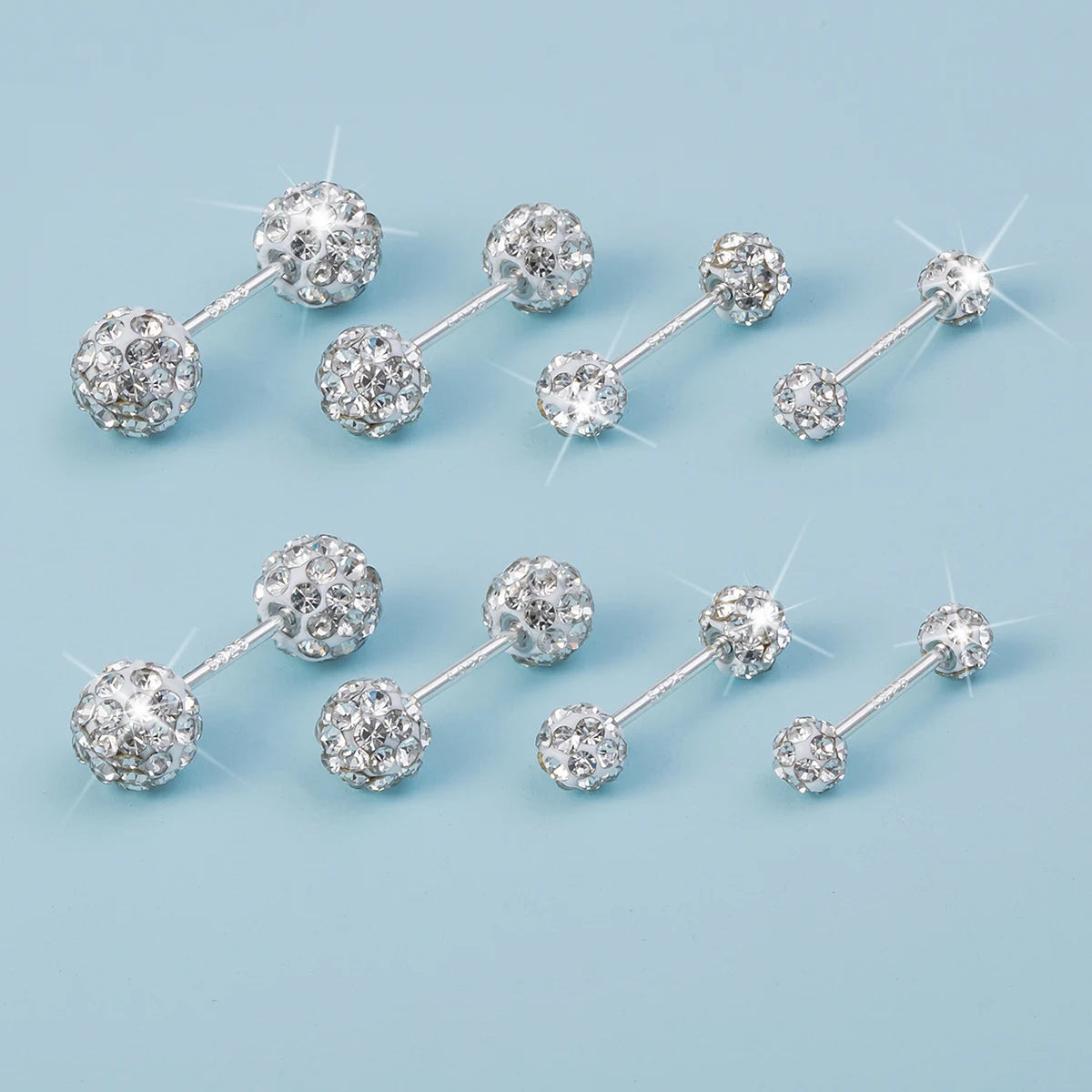 1 Pair Crystal Disco Ball Stud Earrings Cartilage Tragus Daith Helix Conch Piercing Ear Stud Accessory Fashion Jewelry Gift 20G