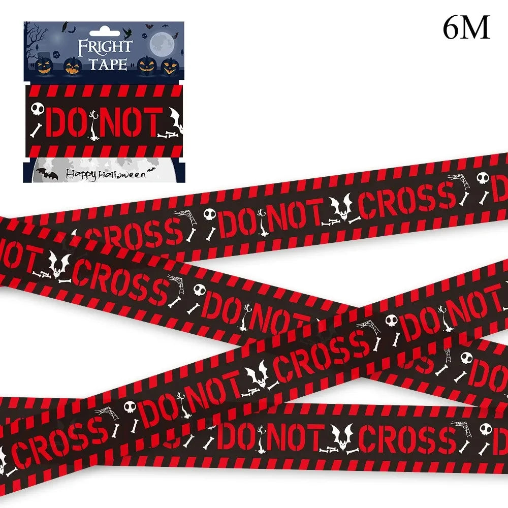 Halloween Decoration Crime Scene Tape Scary Caution Roll Hazard Indoor Outdoor Spooky