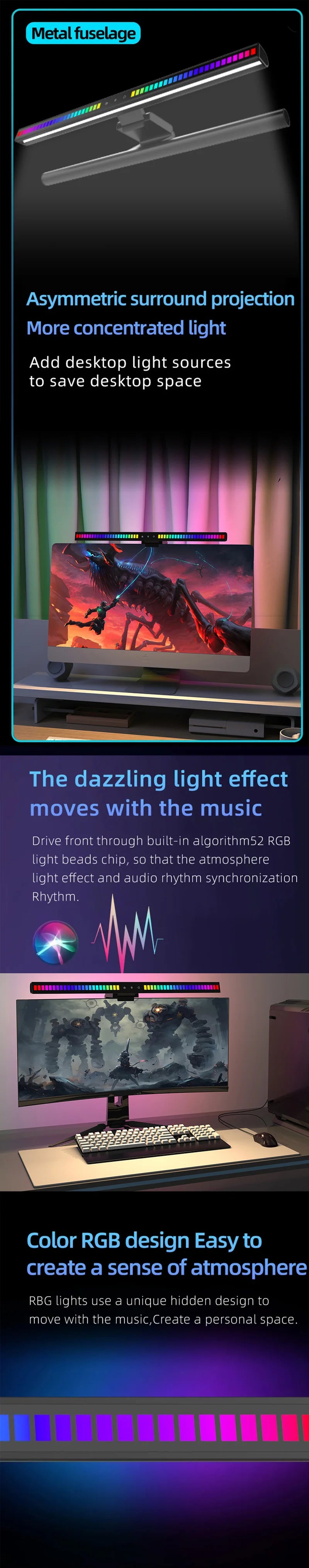 Computer Monitor Light Bar RGB LED Computer Monitor Light Bar Desk Lamp