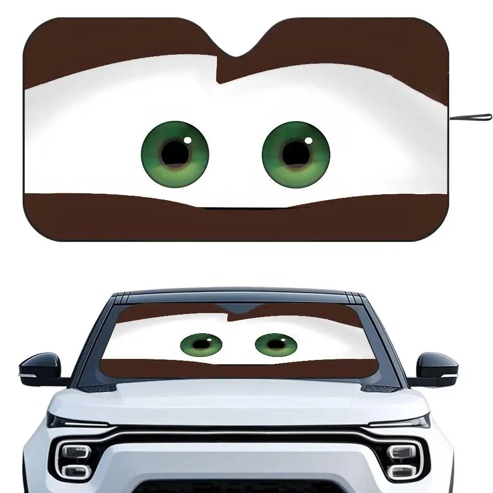 Cartoon Car With Cute Eyes Car Sun Shade UV Protector