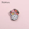 Flower Disco Shining Ball Enamel Pins Custom Bouquet Of Flowers Music Brooches Lapel Badges Jewelry Gift For Fans Friends