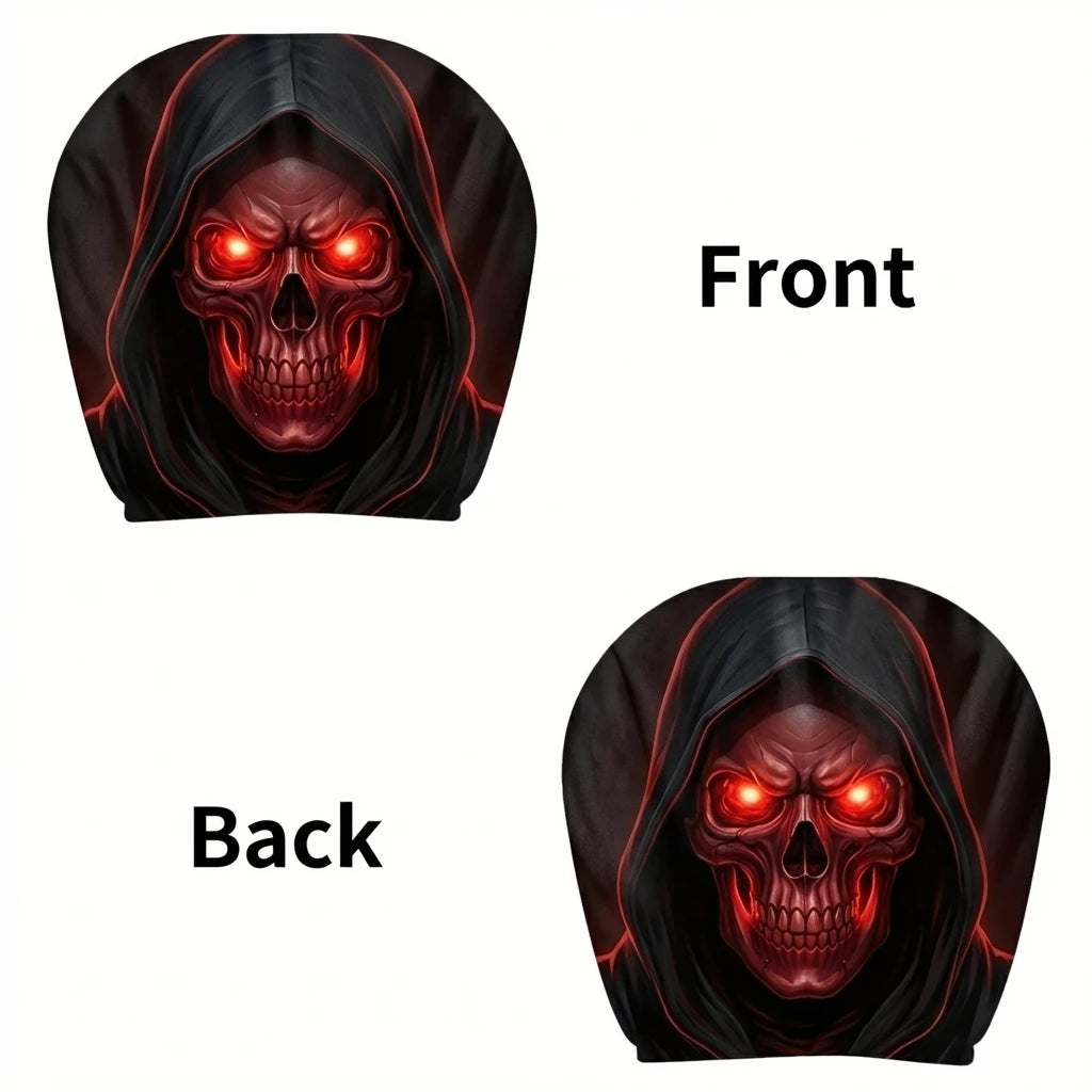 Red-Eyed Skull Print Headrest Cover Premium Quality Replacement Accessory