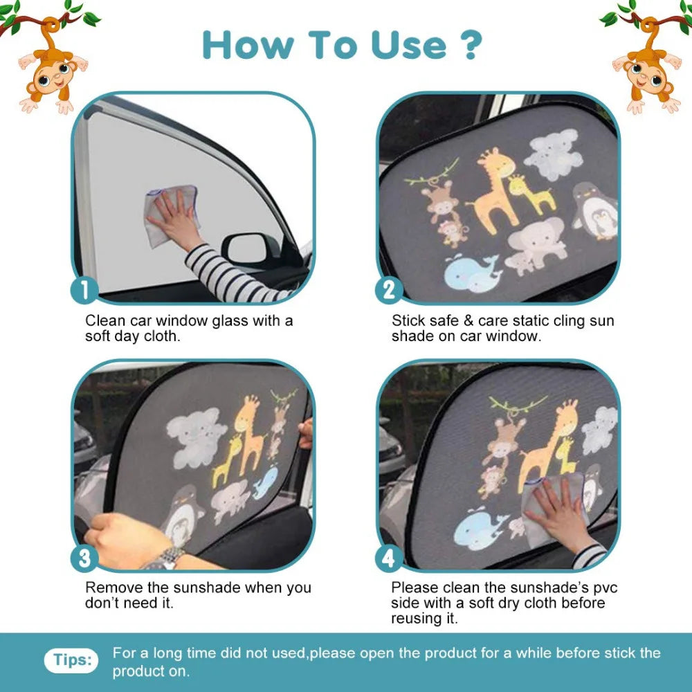 Car SunShade Side Window Cartoon Car Sun Shade UV Protector