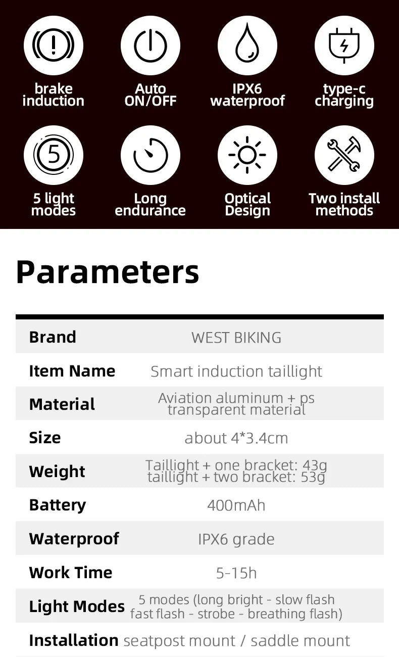 WEST BIKING Bike Tail Light Premium Quality Replacement Accessory