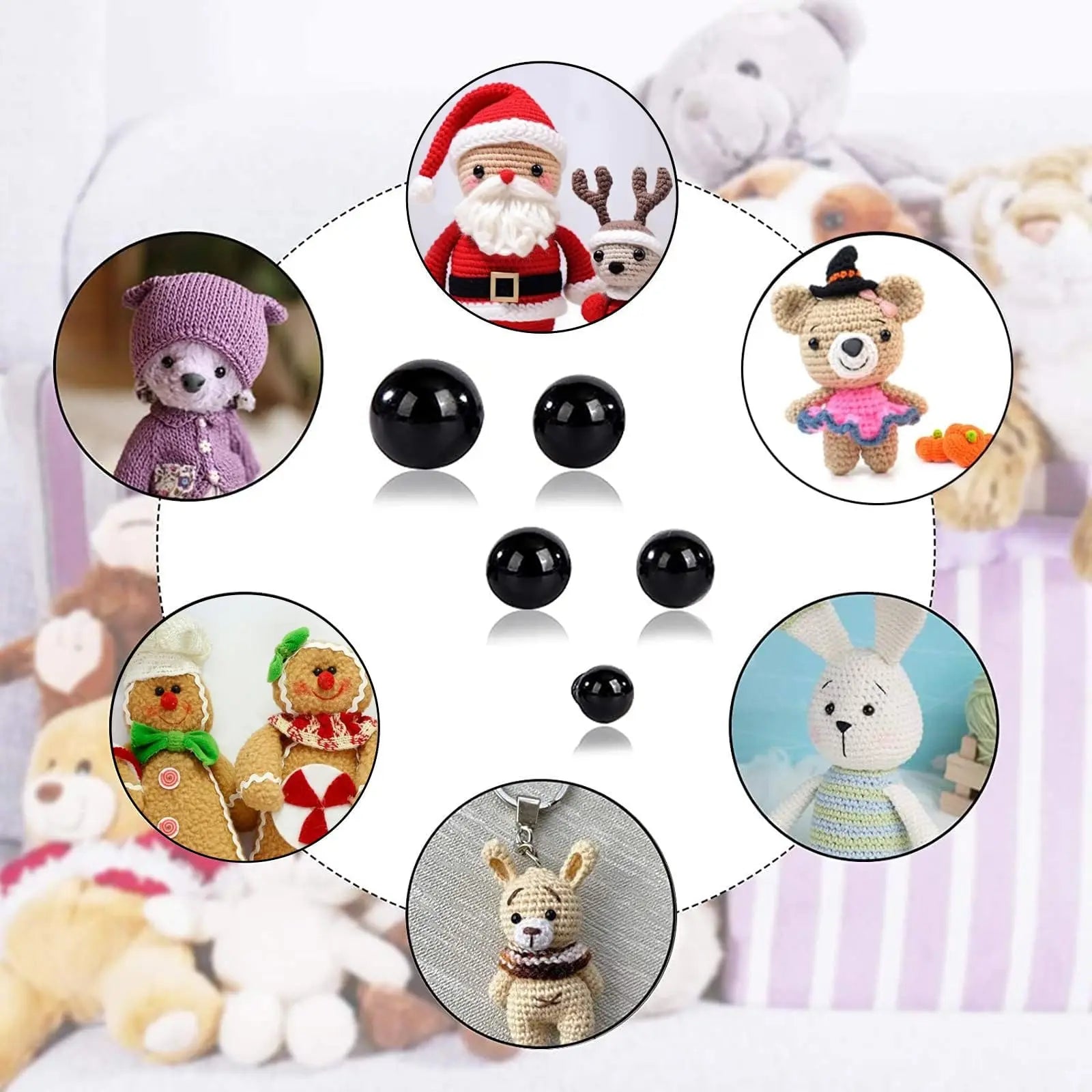 200Pcs 6-12mm Eyeball Doll Making Doll Making Safety Eyes Craft Supply