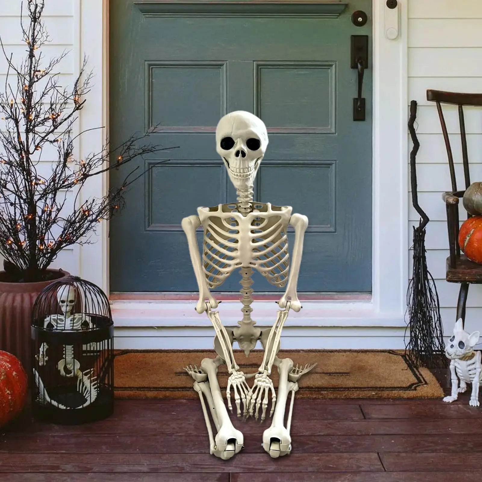 Halloween Realistic Body Bones with Posable Joints  Skull Ornament 35.4"