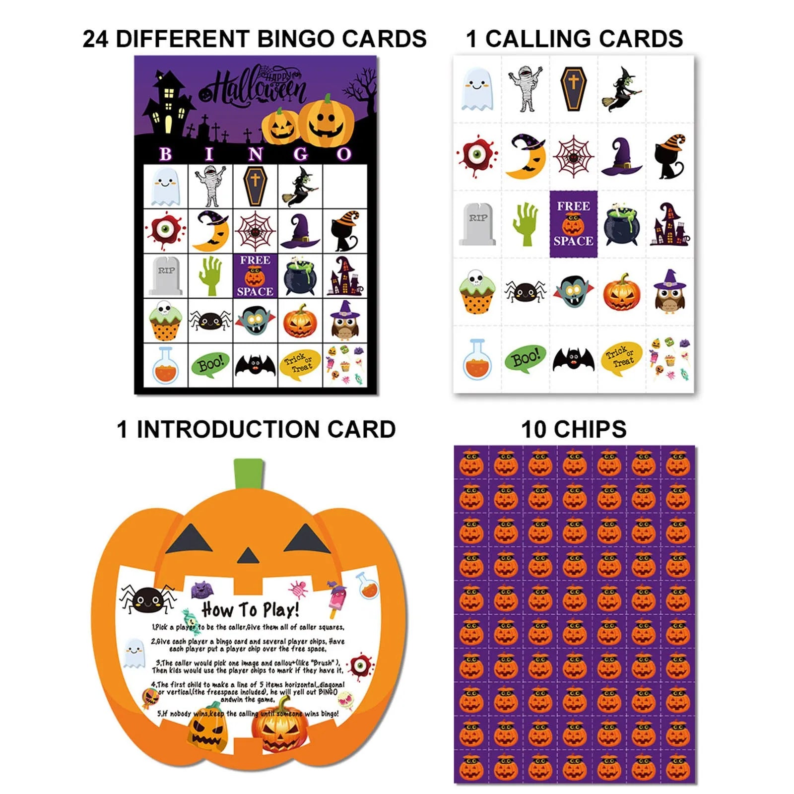 Halloween Games - Halloween Bingo Table Cards - Kids Party Toys & Party Supplies