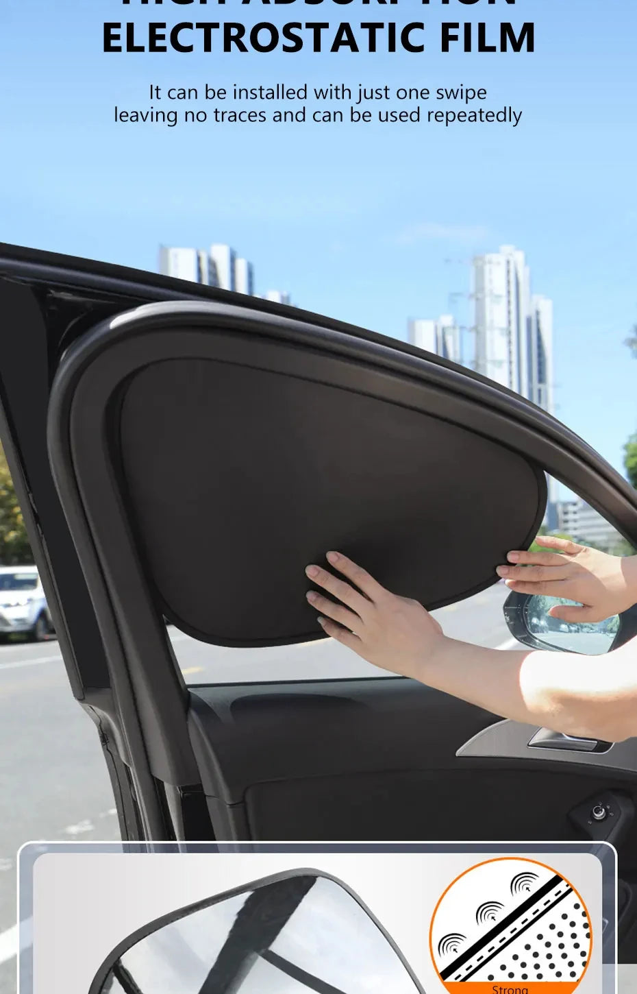 New Electrostatic Sun Visor for Car Sun Shade UV Protector