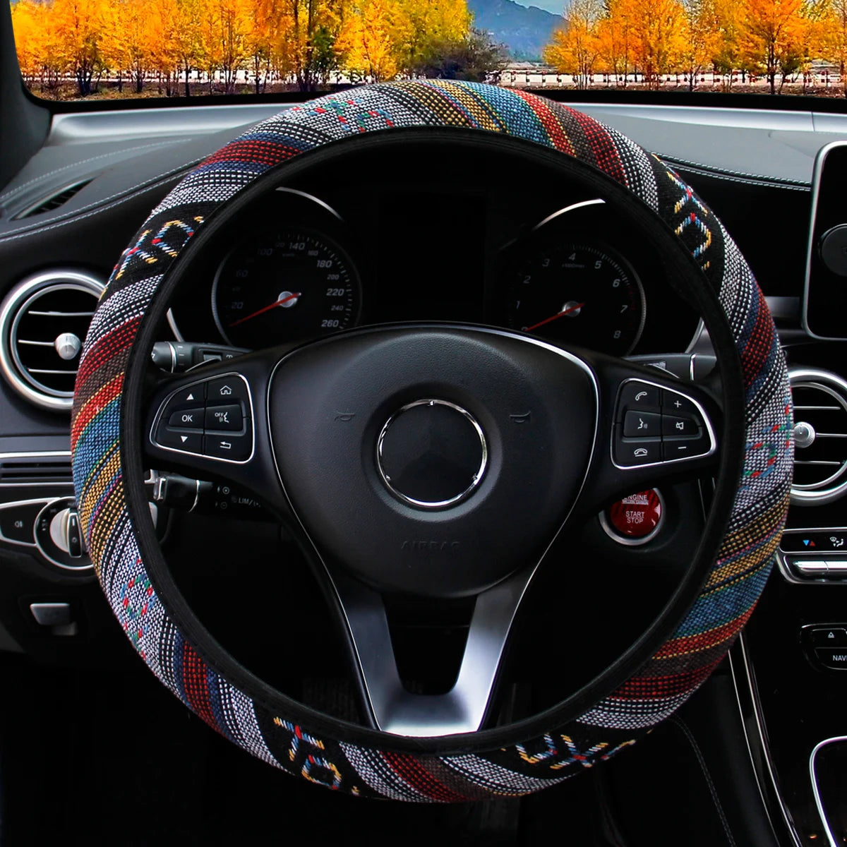 Steering Wheel Cover Breathable Cotton-Like Car Dashboard Ornament Decoration