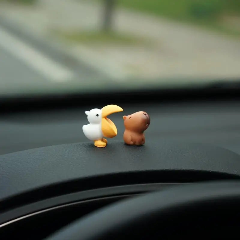Cute Cartoon Capybara With Duck Car Dashboard Ornament Decoration
