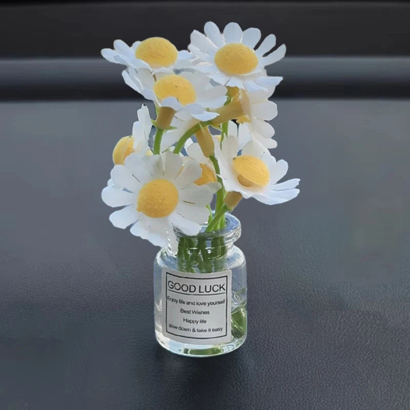 Delicate Miniature Potted Flowers Assorted Car Dashboard Ornament Decoration