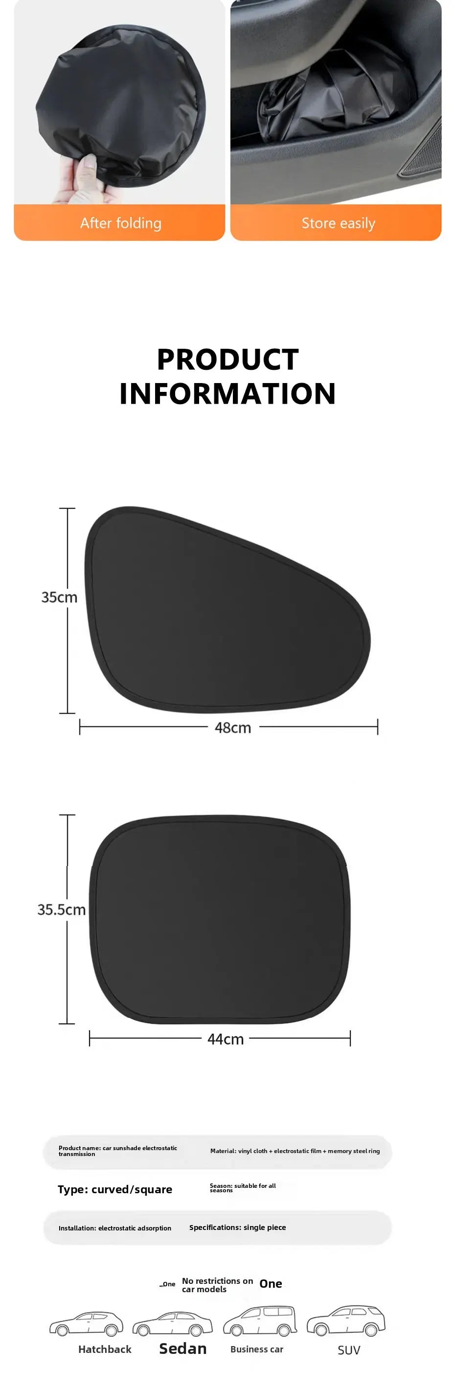 New Electrostatic Sun Visor for Car Sun Shade UV Protector