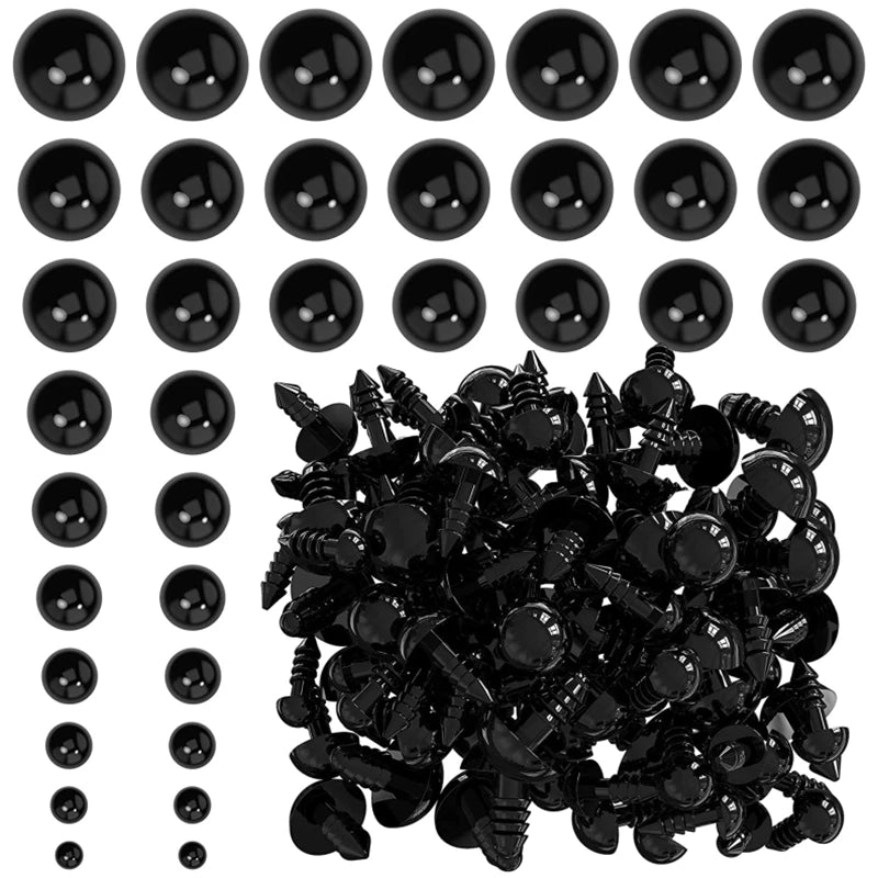 100/50PCS 5-20mm Black Plastic Safety Premium Quality Replacement Accessory