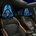 Blue Skull Pattern Car Headrest Premium Quality Replacement Accessory