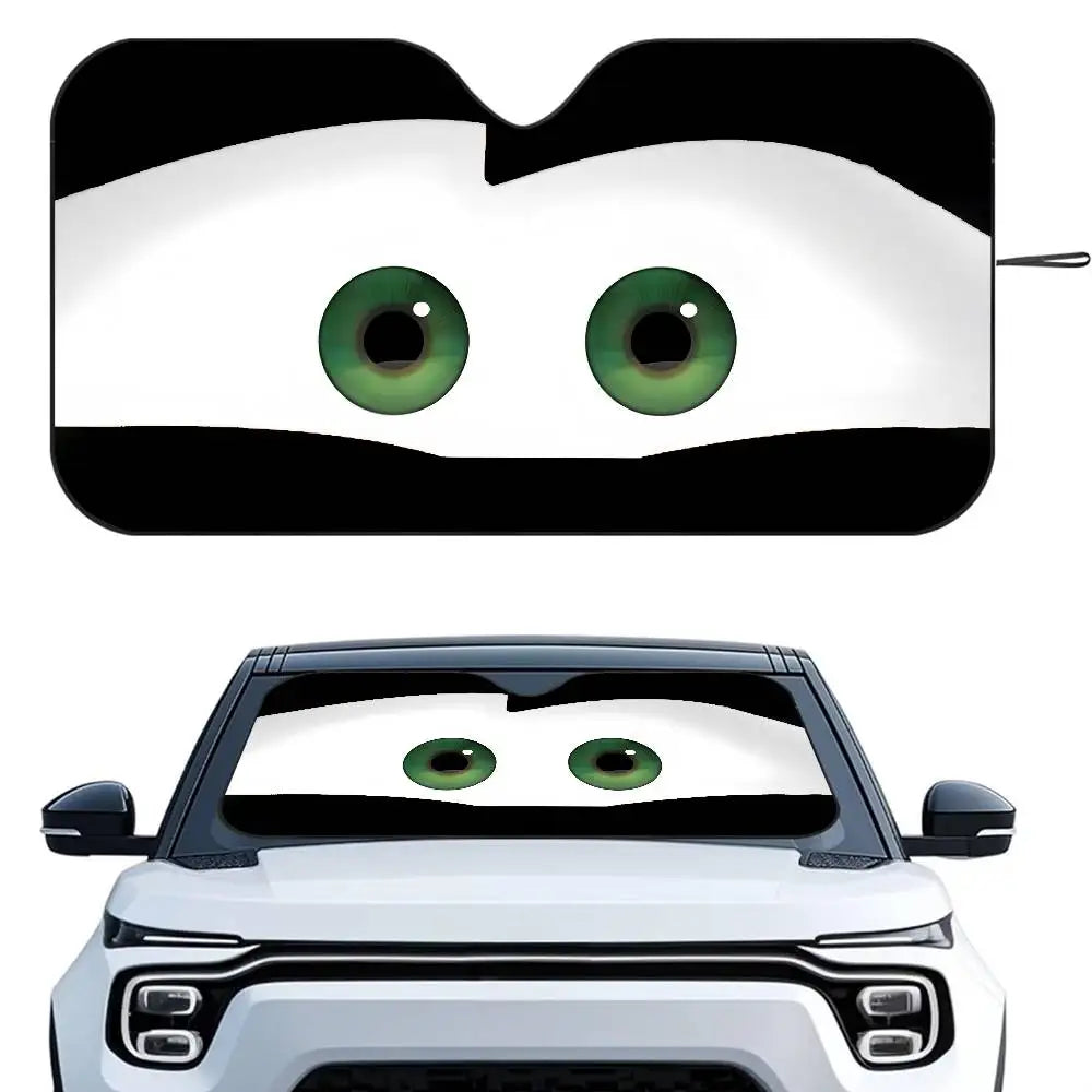 Cartoon Car With Cute Eyes Car Sun Shade UV Protector