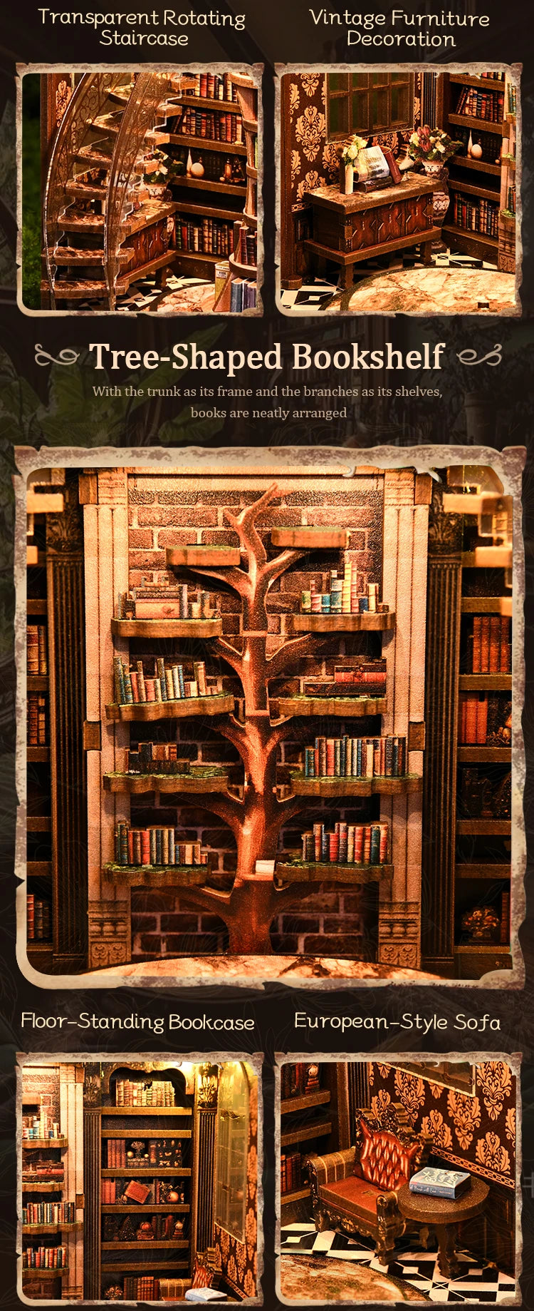 DIY Book Nook Kit Retro Premium Quality Replacement Accessory
