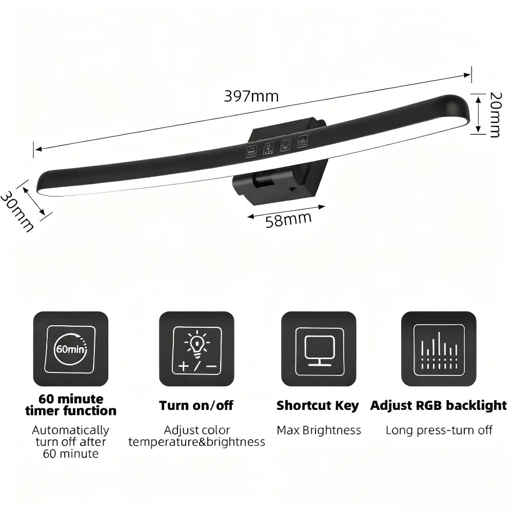 Monitor Light Bar Curved, RGB LED Computer Monitor Light Bar Desk Lamp