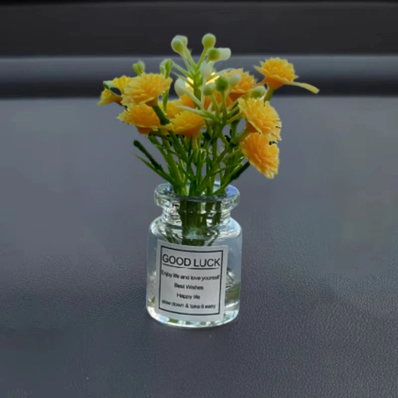 Delicate Miniature Potted Flowers Assorted Car Dashboard Ornament Decoration